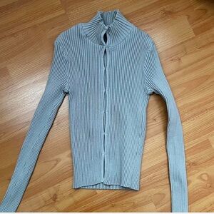 Zara Grey Ribbed Long Sleeve Top